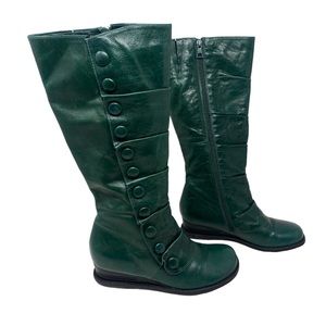 EUC Miz Mooz Bobbi Green Leather Tall Button Boots Size 7.5
